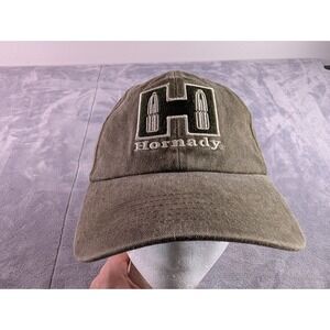 Hornady Adjustable Baseball Cap Olive Green Cotton Embroidered Logo Hat Mens